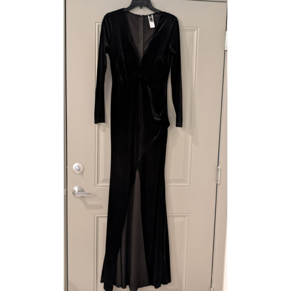 Women's Windsor Black Velvet Long Sleeve Maxi Dress M - Picture 5 of 16
